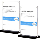 ECKEK 2 Pack Acrylic Sign Holder Menu Displays Double Sided Sign Stand A4/A5/A6 Clear (Black Vertical A6 105×148mm/4.13×5.83 inches)